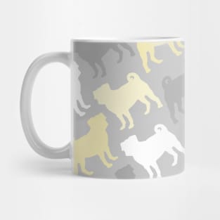 Grey and Yellow Pug Pattern Mug